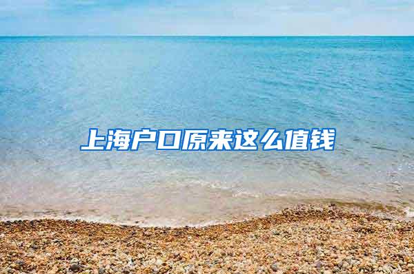 上海户口原来这么值钱