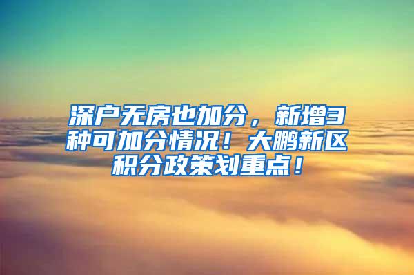 深户无房也加分，新增3种可加分情况！大鹏新区积分政策划重点！