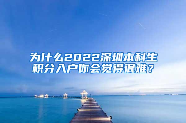 为什么2022深圳本科生积分入户你会觉得很难？