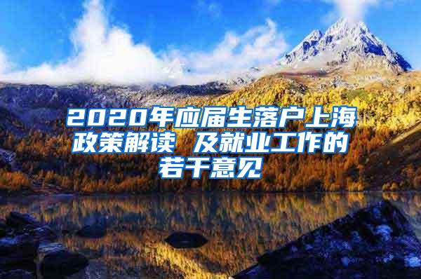 2020年应届生落户上海政策解读 及就业工作的若干意见