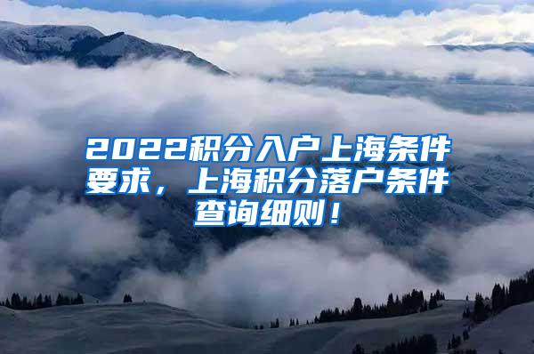 2022积分入户上海条件要求，上海积分落户条件查询细则！