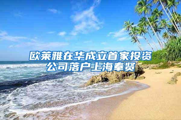 欧莱雅在华成立首家投资公司落户上海奉贤