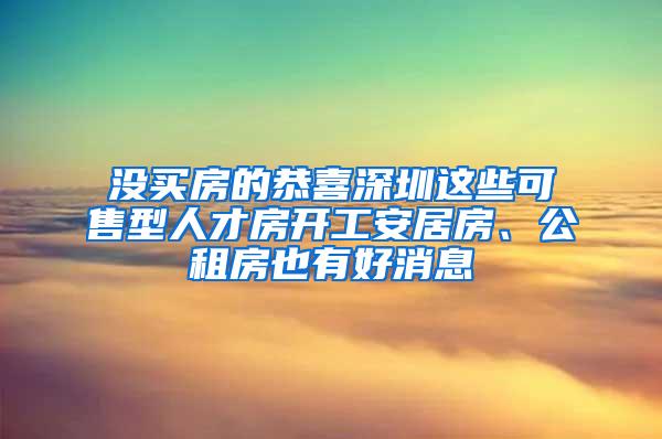 没买房的恭喜深圳这些可售型人才房开工安居房、公租房也有好消息