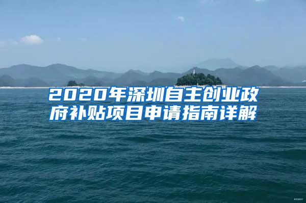 2020年深圳自主创业政府补贴项目申请指南详解