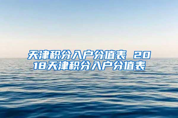 天津积分入户分值表 2018天津积分入户分值表