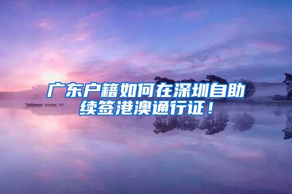 广东户籍如何在深圳自助续签港澳通行证！