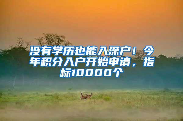 没有学历也能入深户！今年积分入户开始申请，指标10000个