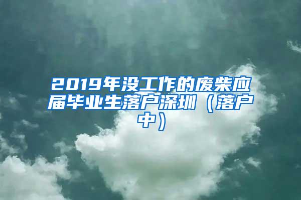 2019年没工作的废柴应届毕业生落户深圳（落户中）