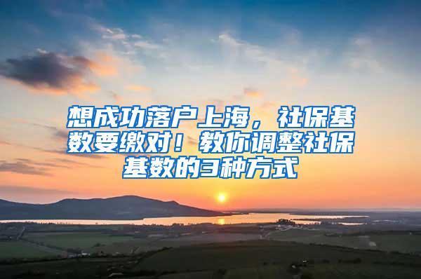 想成功落户上海，社保基数要缴对！教你调整社保基数的3种方式