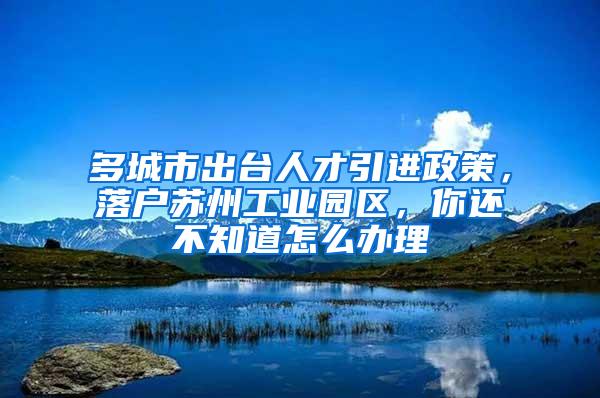 多城市出台人才引进政策，落户苏州工业园区，你还不知道怎么办理