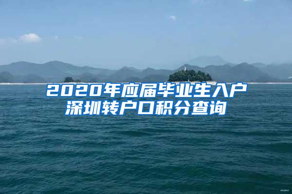 2020年应届毕业生入户深圳转户口积分查询