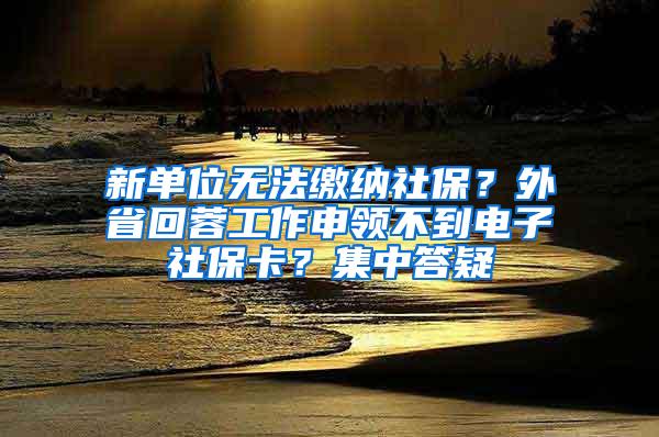 新单位无法缴纳社保？外省回蓉工作申领不到电子社保卡？集中答疑