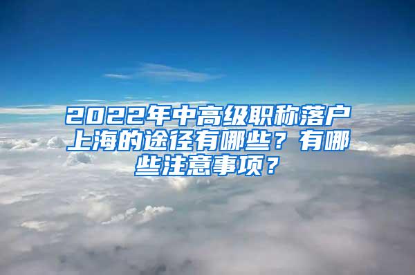 2022年中高级职称落户上海的途径有哪些？有哪些注意事项？