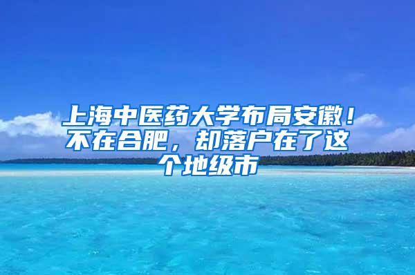 上海中医药大学布局安徽！不在合肥，却落户在了这个地级市