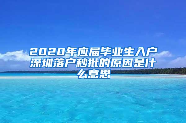 2020年应届毕业生入户深圳落户秒批的原因是什么意思