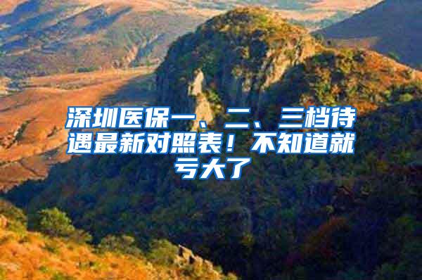 深圳医保一、二、三档待遇最新对照表！不知道就亏大了