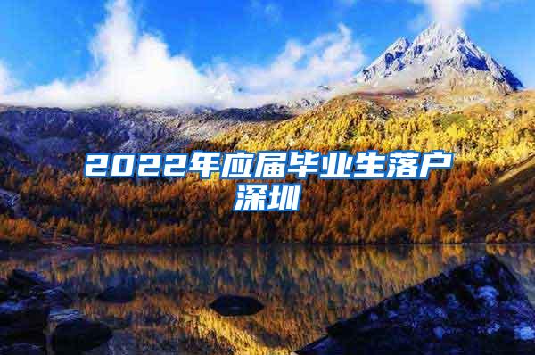 2022年应届毕业生落户深圳