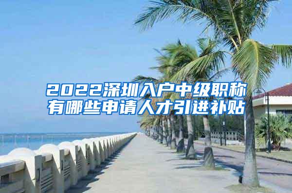 2022深圳入户中级职称有哪些申请人才引进补贴