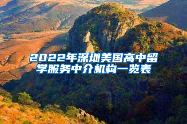 2022年深圳美国高中留学服务中介机构一览表