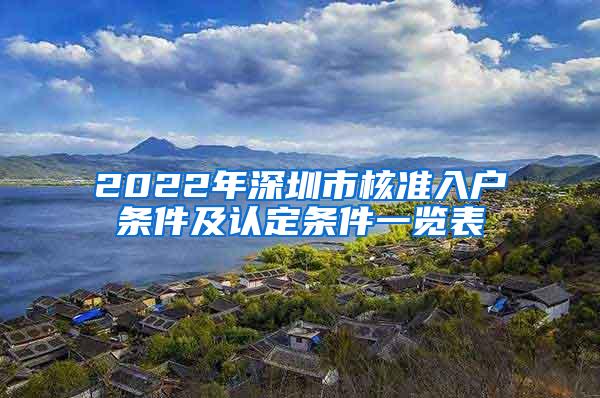 2022年深圳市核准入户条件及认定条件一览表