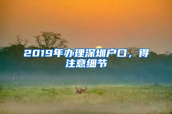 2019年办理深圳户口，得注意细节