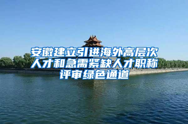 安徽建立引进海外高层次人才和急需紧缺人才职称评审绿色通道