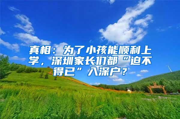 真相：为了小孩能顺利上学，深圳家长们都“迫不得已”入深户？