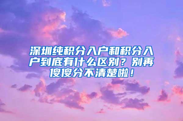 深圳纯积分入户和积分入户到底有什么区别？别再傻傻分不清楚啦！