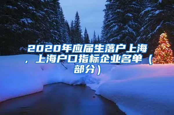 2020年应届生落户上海，上海户口指标企业名单（部分）