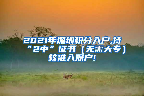 2021年深圳积分入户,持“2中”证书（无需大专）核准入深户!