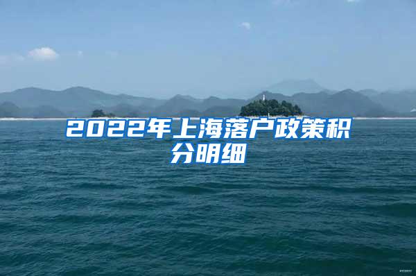 2022年上海落户政策积分明细