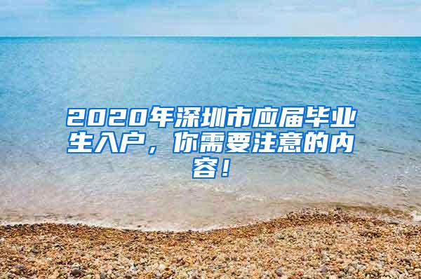 2020年深圳市应届毕业生入户，你需要注意的内容！