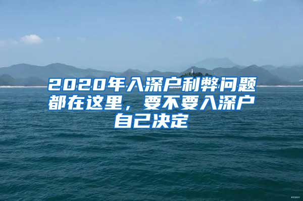 2020年入深户利弊问题都在这里，要不要入深户自己决定