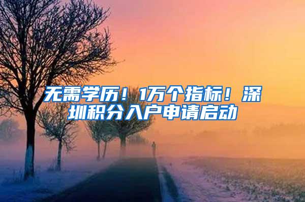 无需学历！1万个指标！深圳积分入户申请启动