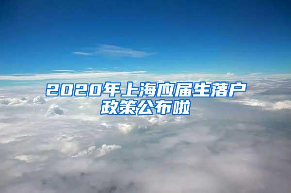 2020年上海应届生落户政策公布啦