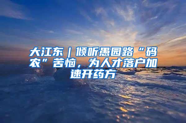 大江东｜倾听愚园路“码农”苦恼，为人才落户加速开药方