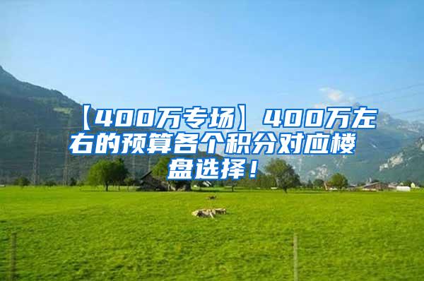 【400万专场】400万左右的预算各个积分对应楼盘选择！