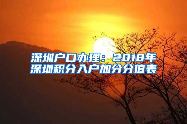 深圳户口办理：2018年深圳积分入户加分分值表