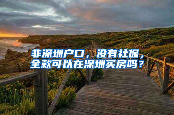 非深圳户口，没有社保，全款可以在深圳买房吗？