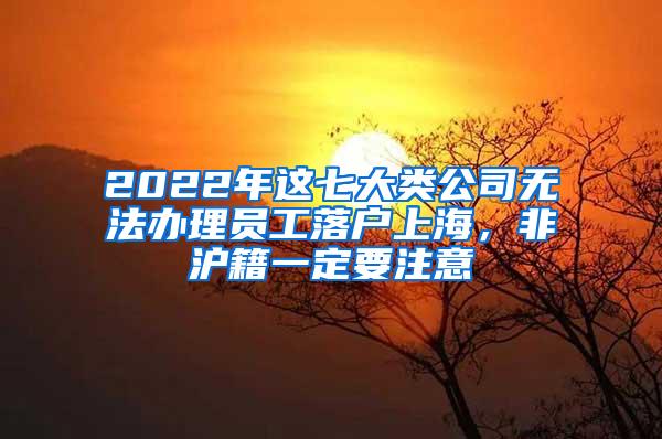 2022年这七大类公司无法办理员工落户上海，非沪籍一定要注意