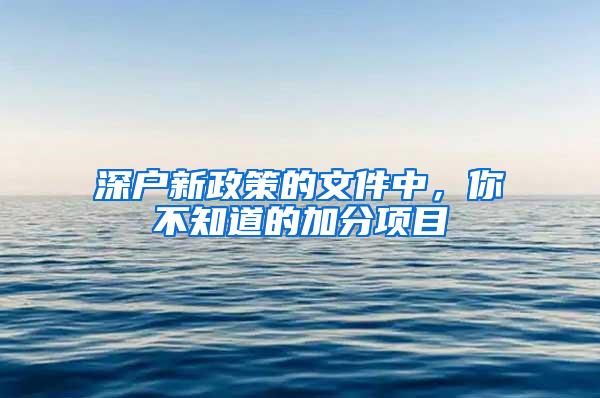 深户新政策的文件中，你不知道的加分项目