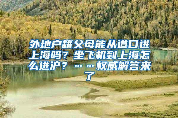 外地户籍父母能从道口进上海吗？坐飞机到上海怎么进沪？……权威解答来了