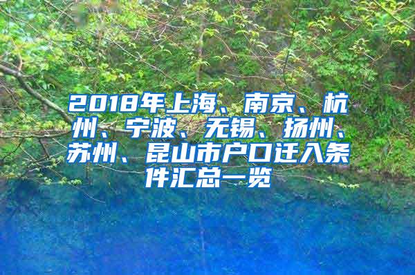 2018年上海、南京、杭州、宁波、无锡、扬州、苏州、昆山市户口迁入条件汇总一览