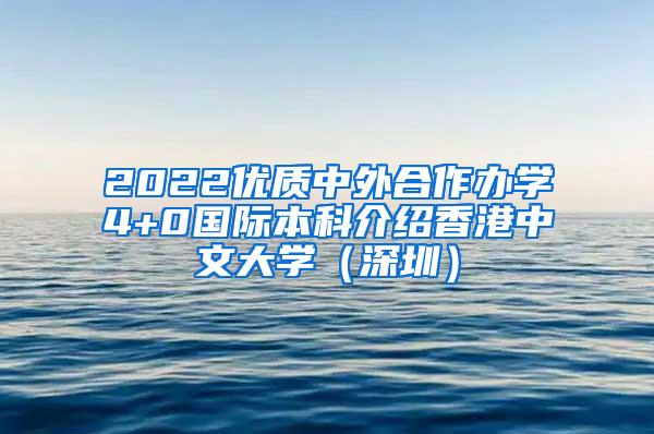 2022优质中外合作办学4+0国际本科介绍香港中文大学（深圳）