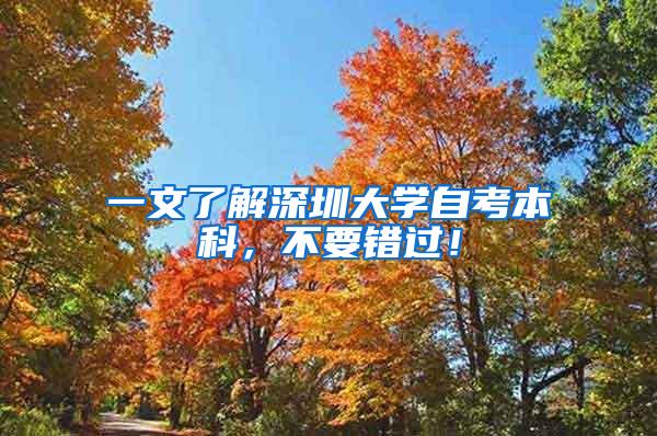 一文了解深圳大学自考本科，不要错过！