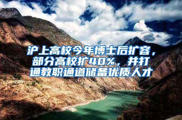 沪上高校今年博士后扩容，部分高校扩40%，并打通教职通道储备优质人才