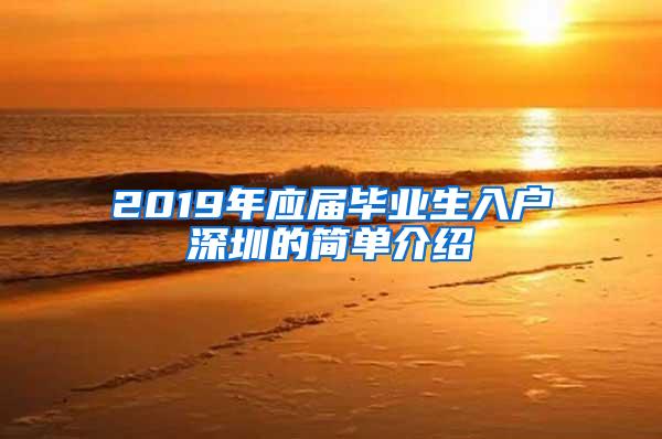 2019年应届毕业生入户深圳的简单介绍