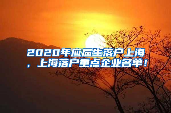 2020年应届生落户上海，上海落户重点企业名单！