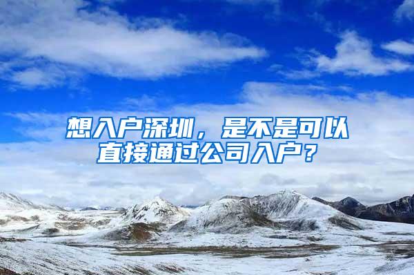 想入户深圳，是不是可以直接通过公司入户？