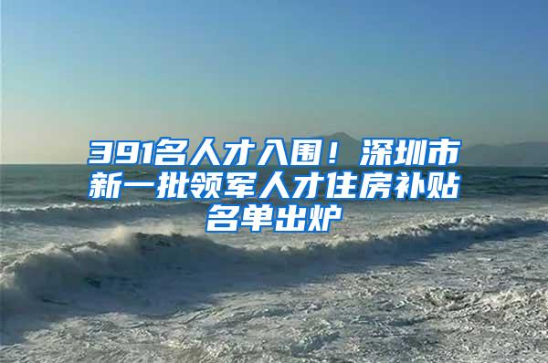 391名人才入围！深圳市新一批领军人才住房补贴名单出炉